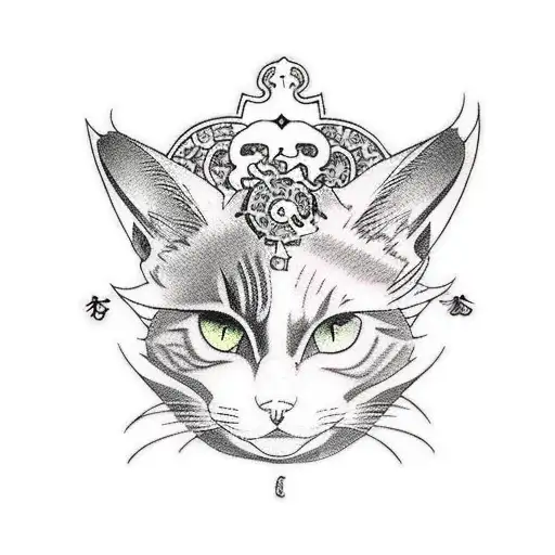 An Anime-style Tattoo Featuring Cat Ears And Victorian Clothing