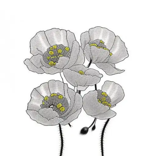 Poppy Flower With Samurai And Sword