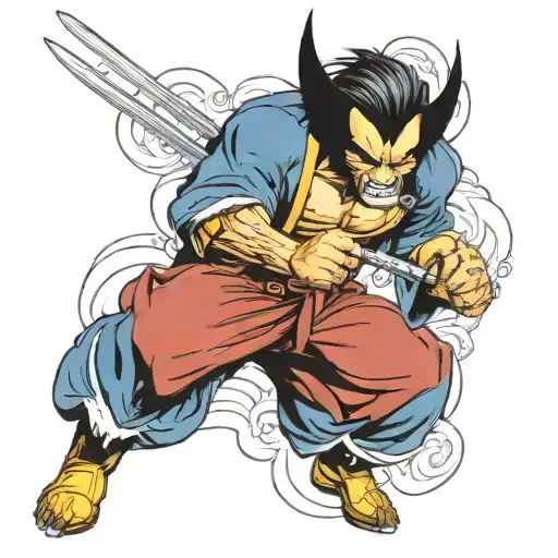 Wolverine Samurai Warrior Claws Out In A Fighting Pose