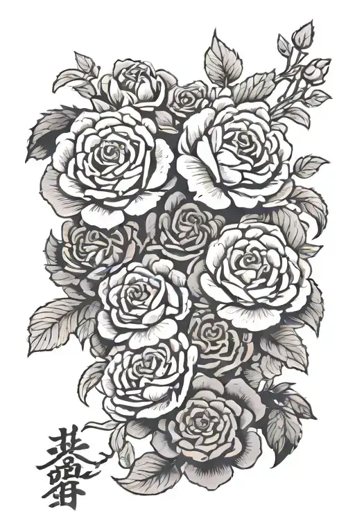 The Word ' Young 'Surrounded By Roses Intertwined