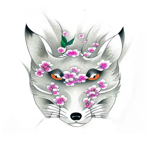 Cherry Blossom And Fox Mask