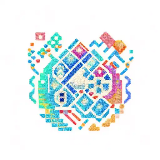 A Pixelated Gaming Controller Surrounded By Music Notes