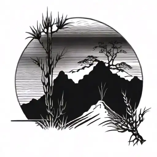 Ocotillo With Mounatins In Background Black And White