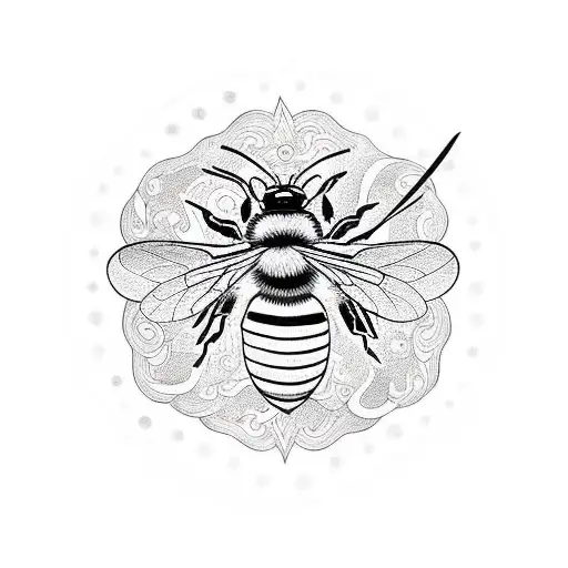 Bee Surrounded By Several Circles Native American Style