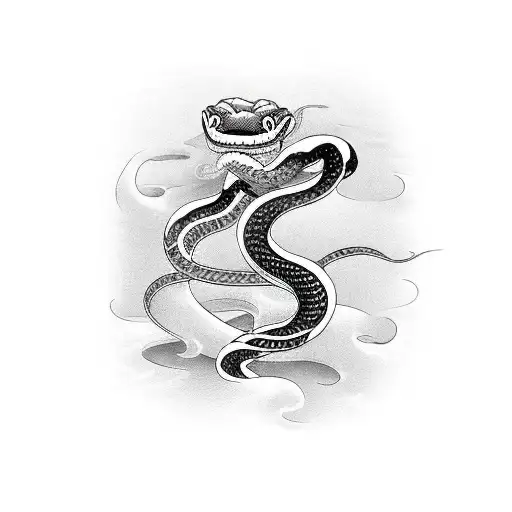 Snake With Dagger And Flower