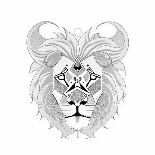 Lion With Third Eye On Forehead With Full Moon In The Background