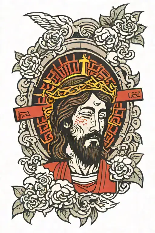 Brick Wall And Jesus Christ