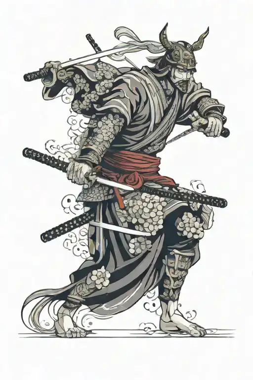 Samurai Knight With Its Body Split In Half And The Other Half Is A Dead Samurai Knight