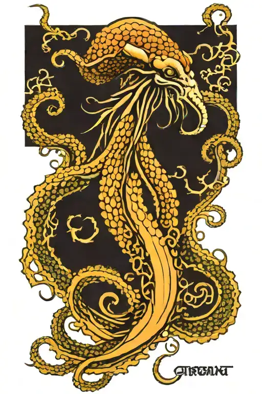 Long Tentacle Kraken Mythical Ornate Squid