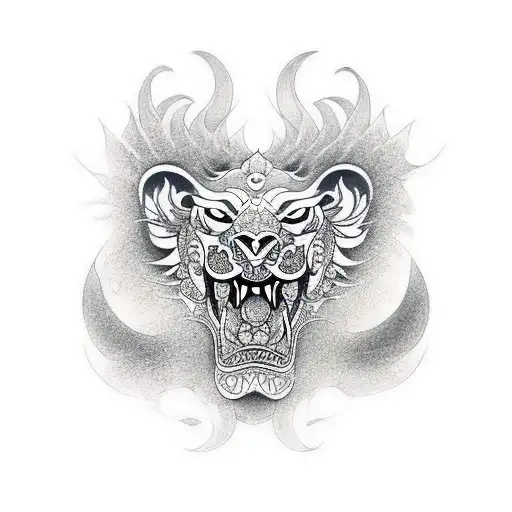 Hindu Lion Mouth Open