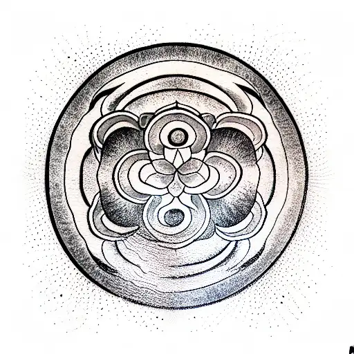 Koy Fish Yin Yang Lotus Flower