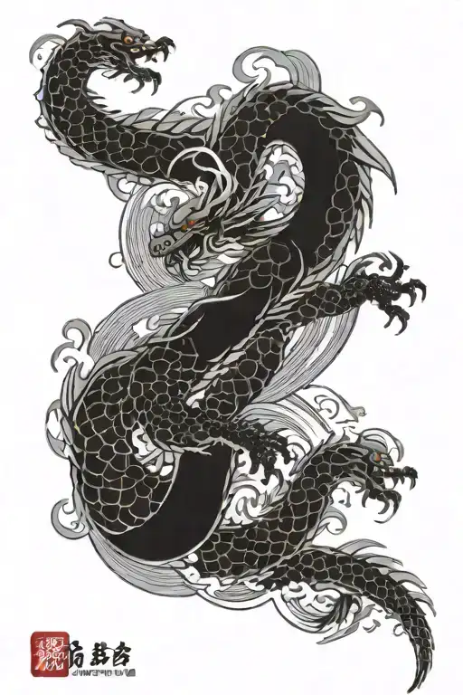 Dragon And Waves