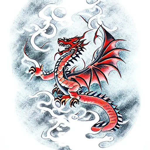 Flames Behind A Dragon