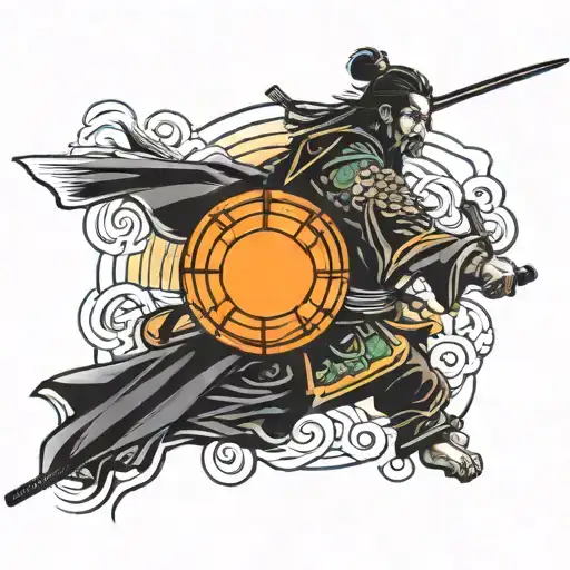 Forearm Samurai With Sun Setting