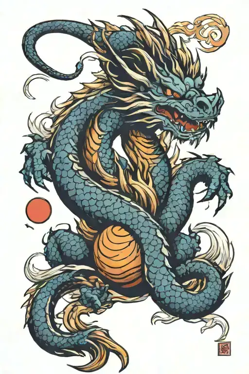 Dragon With Dragonball Themed Sleeve