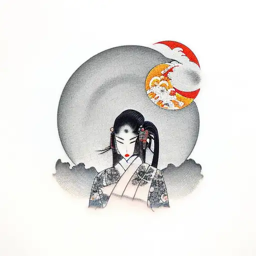 Woman Looking At The Moon