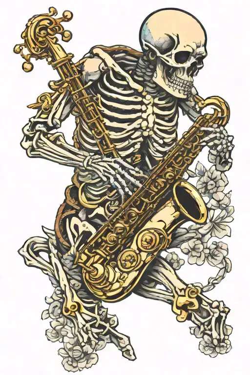 Skeleton Playing Saxaphone