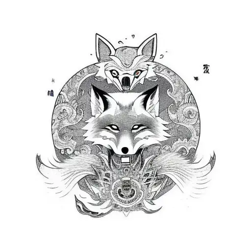 Combine Japanese Kitsune Fox With A Traditional Japanese Samurai Warrior