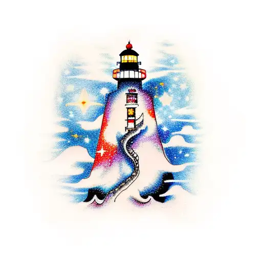 Galaxy With A Lighthouse In The Foreground