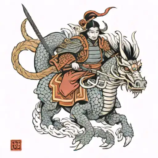 Samurai Rides On Dragon