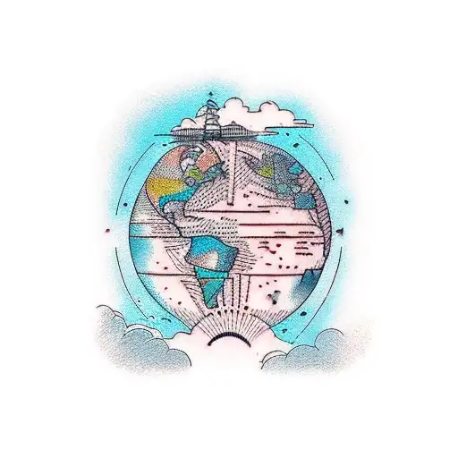 A Minimalist Tattoo Of A Globe With A Dotted Line Tracing Your Favorite Travel Destinations