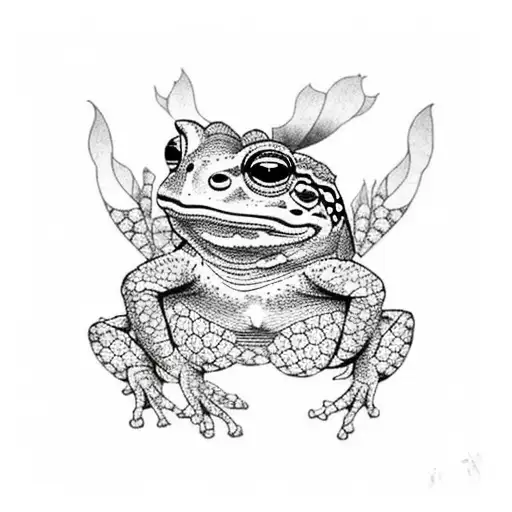 Bufo Alvarius Toad With Lotus Flower