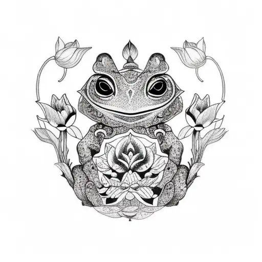 Bufo Alvarius With Lotus Flower