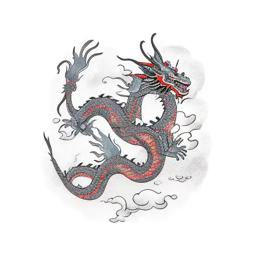 Dragon With Air And Flowers