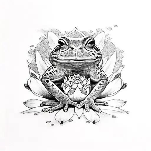 Bufo Alvarius Toad With Lotus Flower