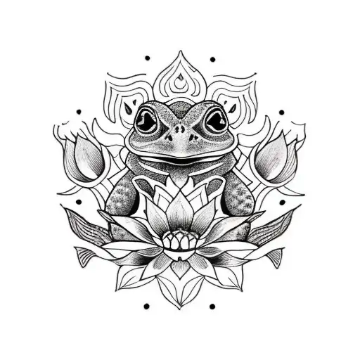 Bufo Alvarius With Lotus Flower