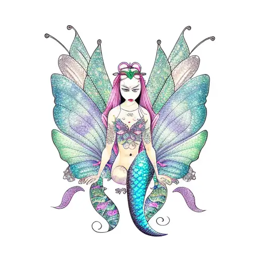 Butterfly Fairy Mermaid Symmetrical