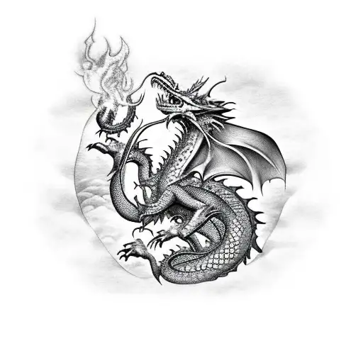 Dragon Breathing Fire On Throne From Game Of Thrones