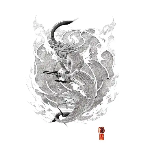 Bass Guitar With Design Elements Of Animes Like Demon Slayer And Pokemon