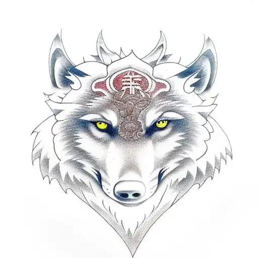 Thirteen Carved In A Tree And Wolf