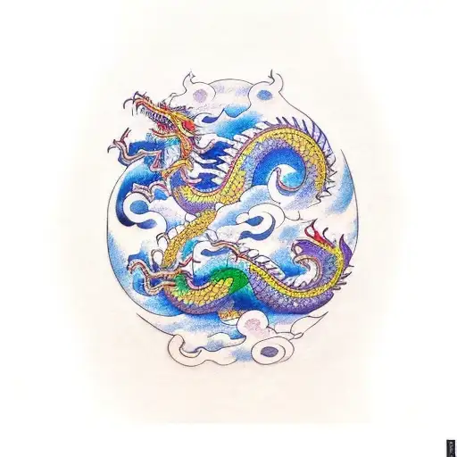 Dragon Coulered Blue And Purple