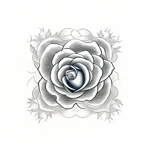 A Sketch-style Design Of A Rose Intertwined With Kaizen Symbol