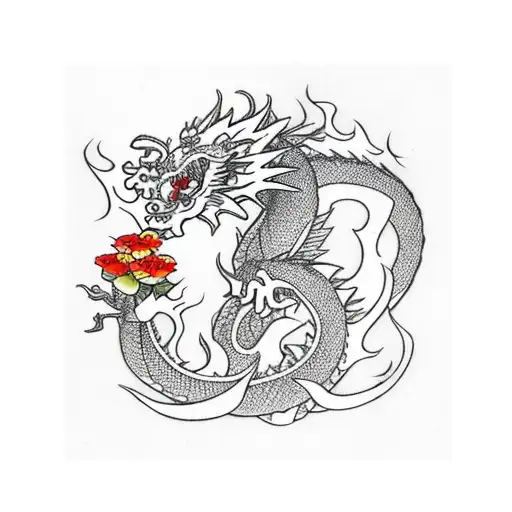 Dragon With Flowers