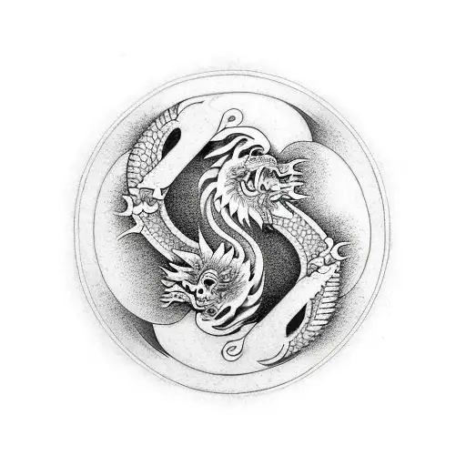 Japanese Dragon Yin And Yang