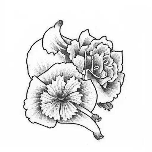 Carnation And Narcissus And Morning Glory And Rose Flowers