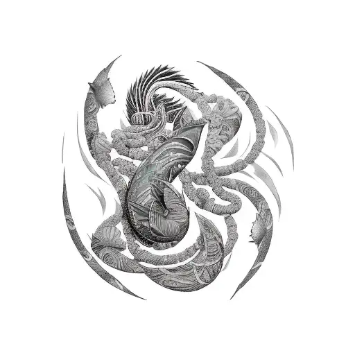 A Black Male Masculine Mermaid With A Bodybuilder Body