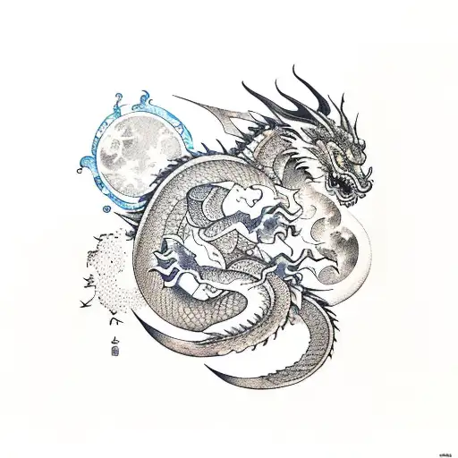 Dragon With The Phases Of The Moon
