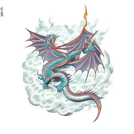 A Dragon And A Phoenix Intertwining In Battle