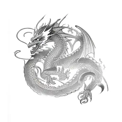 A Dragon And A Phoenix Intertwining In Battle