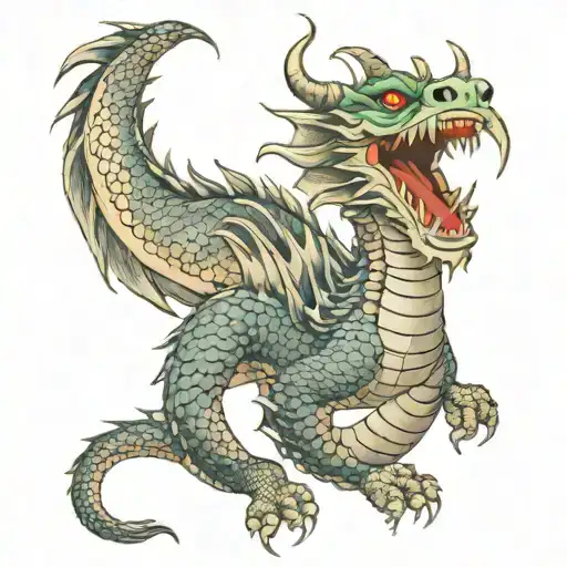 Dragon Roaring With A Puffed Out Chest That Is A Full Body Design Fitted To The Upper Arm