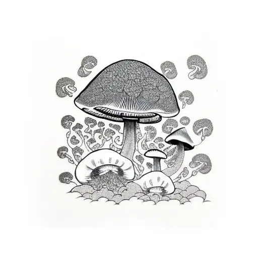 One Mushroom Kawaii Black