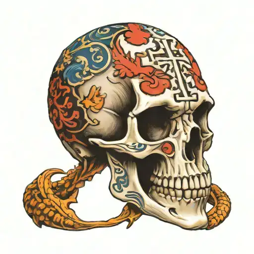 Dinosaur Skull With Cross