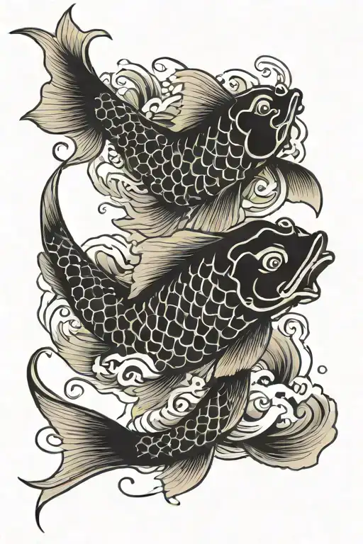 Koi Fish Swimming Upstream