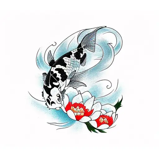Koi Fish With Peony