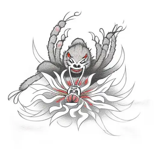 Oni And Spider Lily With Kitsune