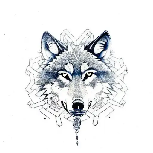 Wolf With Chain And Rose